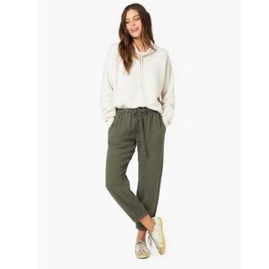 XiRENA Gauze Pull On Drawstring Pants Stone Green 100 Cotton Plissé Sz M 2Pc Set